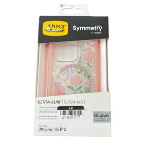 OtterBox Symmetry Series iPhone 15 Pro Case MagSafe Floral Clear Pink 77-94562